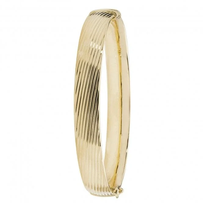 Flow shape bracelets-9ct Yellow Gold Ladies Hinged Bangle BN400