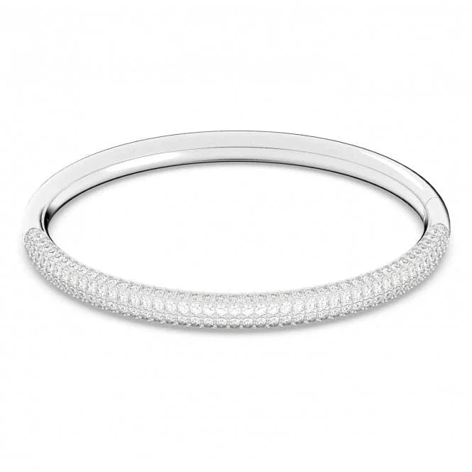 Warm wood bracelets-Stone White Rhodium Plated Bangle