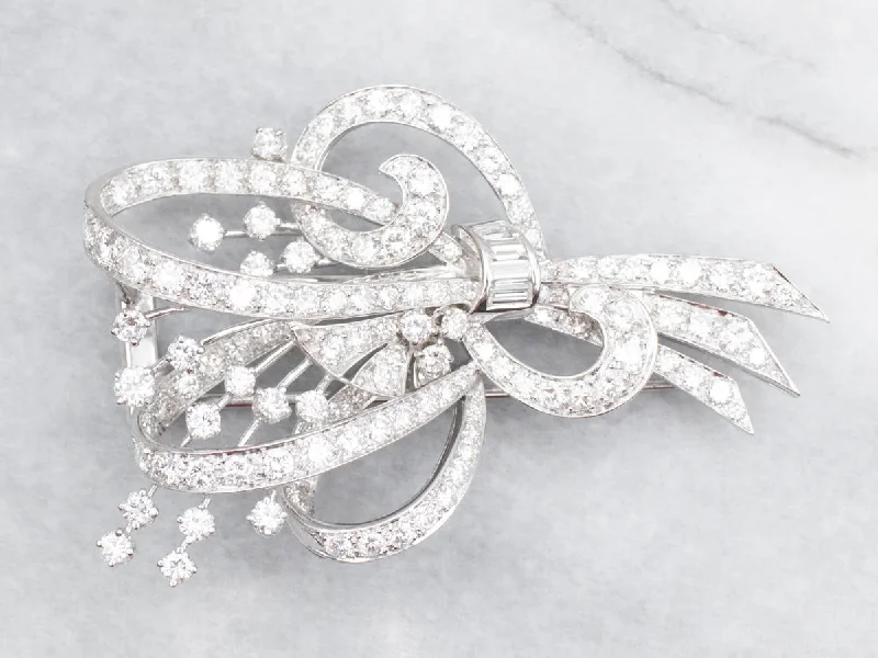 Bold statement brooches-Swirling Diamond Brooch