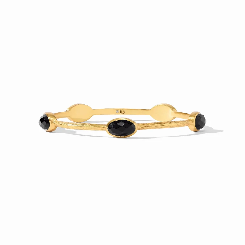 Bead trim bangles-IVY STONE BANGLE-MEDIUM-OBSIDIAN BLACK