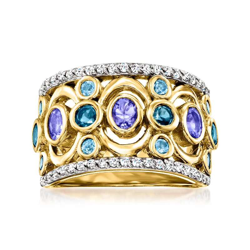 Fine form rings-Ross-Simons Multi-Gemstone Ring in 18kt Gold Over Sterling