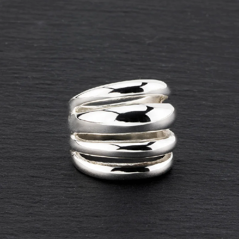 Reef knot rings-Chunky Sterling Silver Four Band Ring