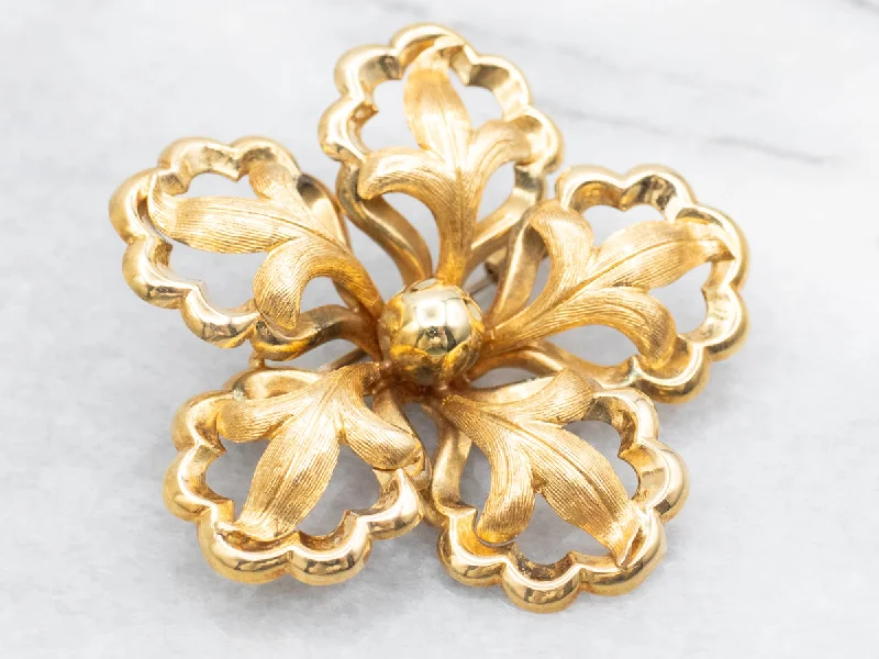 Abstract shape brooches-Italian 18-Karat God Floral Brooch