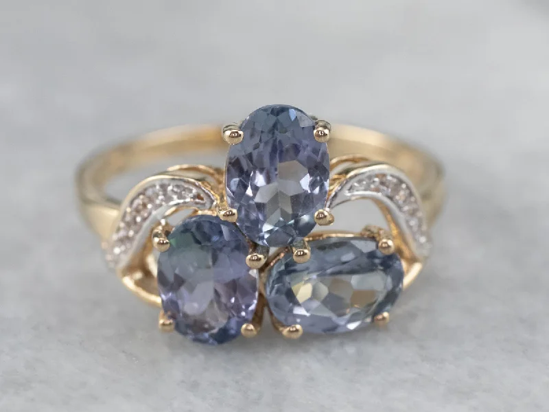 Old cameo rings-Tanzanite White Sapphire Gold Ring