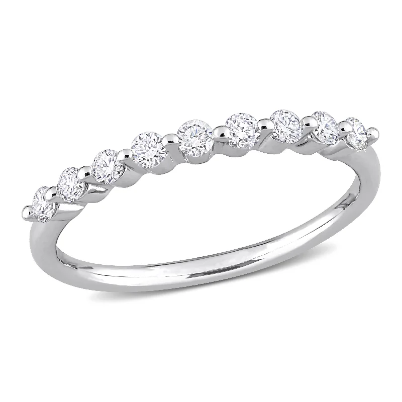 Flow style rings-Created Forever 1/3ct TW Lab-Grown Diamond Semi-Eternity Ring in Platinum Silver