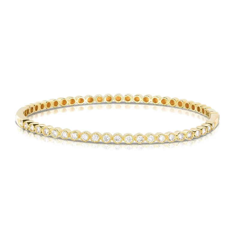 Round gem bracelets-Sabel Collection 14K Yellow Gold Round Bezel Set Diamond Bangle