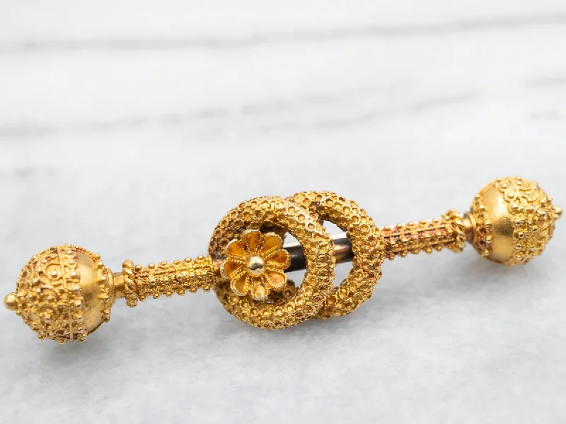 Geometric shape brooches-Etruscan Revival Floral Lover's Knot Brooch