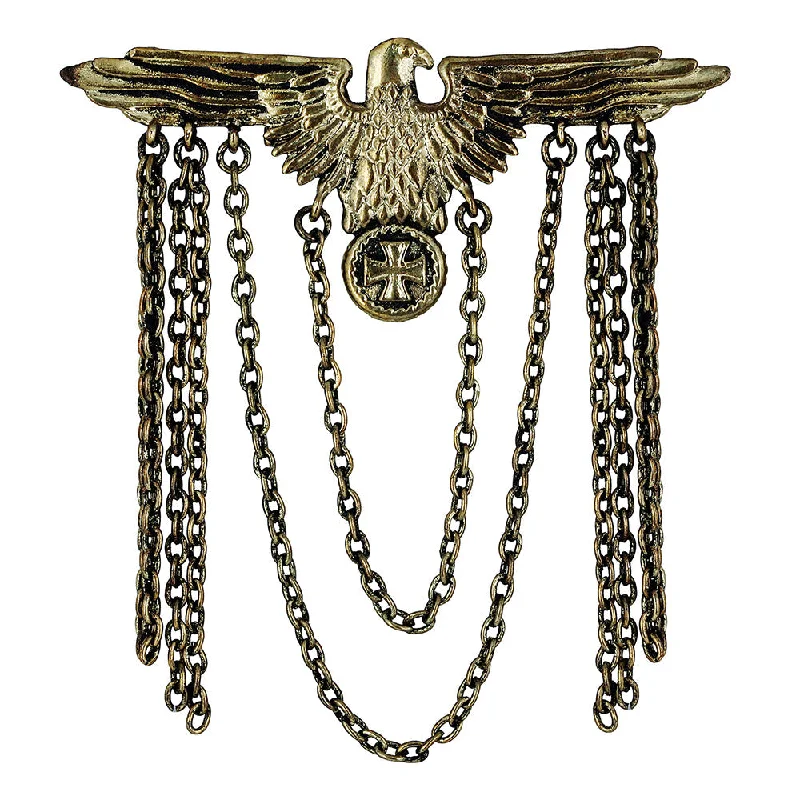 Heart-shaped brooches-Mahi Antique Gold Plated Flying Eagle Chain Sherwani Brooch for Men (BP1101097G)