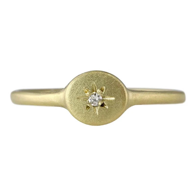 Twist band rings-NEW! Starry Sky Baby Signet Ring in 14kt Gold by Sarah Swell