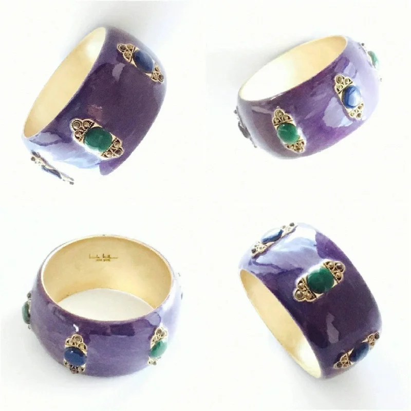 Fine form bracelets-Nicole Miller fashionable purple enamel bangle