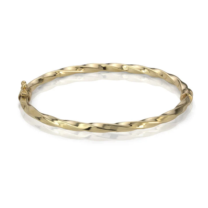 Bold geometric bangles-14K Yellow Gold Twisted Bangle