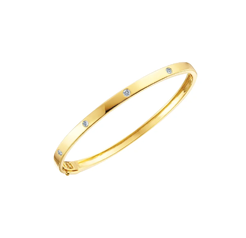 Small dot bangles-Sabel Collection 14K Yellow Gold Round Diamond Drilled Bangle