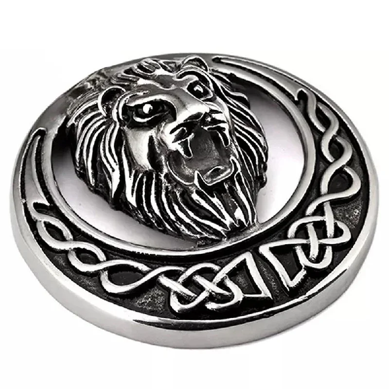 Lace-inspired brooches-Mahi Rhodium Plated Roaring Lion Brooch for mens and boys