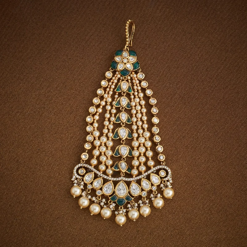 Hexagon shape brooches-Kundan Hair Brooch 181115