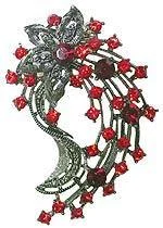 Heart-shaped brooches-Brooch pin, crystals  star, color red #84010-1