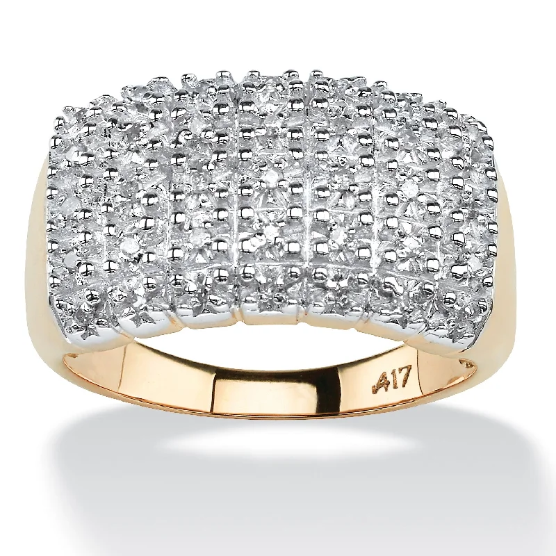 Hand-bright rings-1/5 TCW Pave Diamond Cluster Ring in Solid 10k Gold