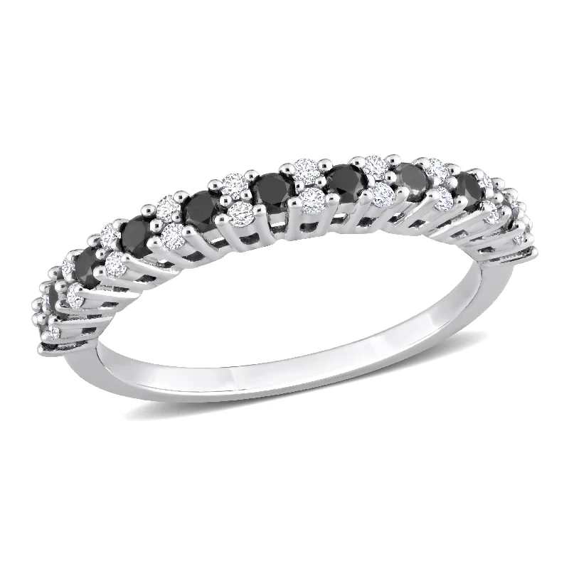 Stranded motif rings-Mimi & Max 1/2ct TW Black White Diamond Anniversary Band 14k White Gold