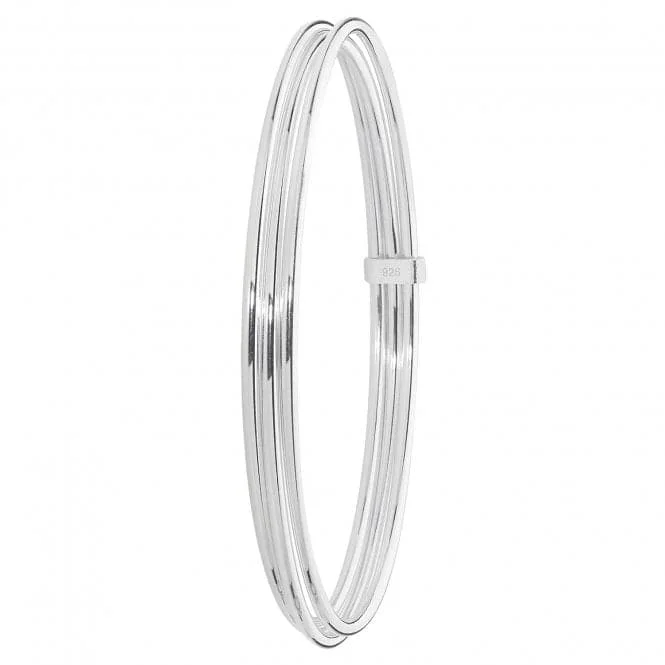 Blended metal bracelets-Acotis Silver Bangle Round Multi Layer Cuff G4320