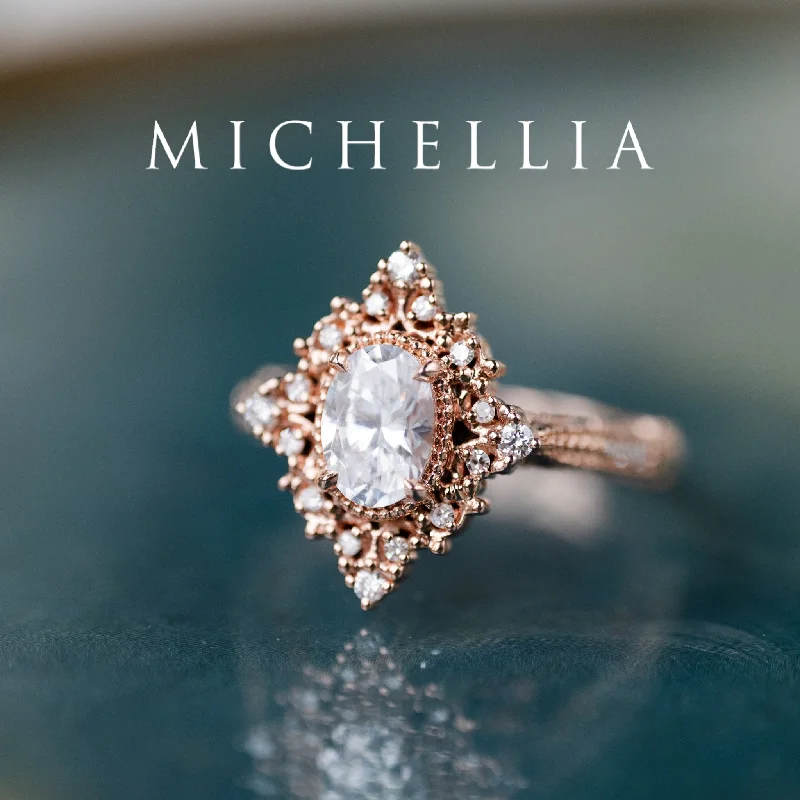 Bold geometric rings-[Marietta] IGI Certified Diamond Belle Époque Oval Diamond Engagement Ring, One of A Kind