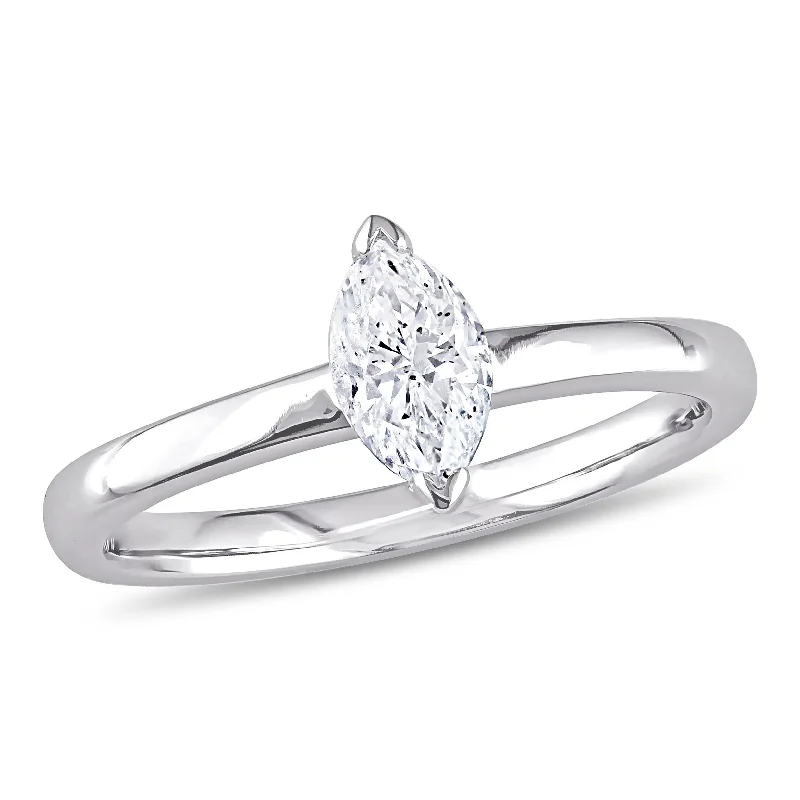 Graceful art rings-Mimi & Max 1/2ct TW Marquise-Cut Diamond Solitaire Engagement Ring 14k White Gold