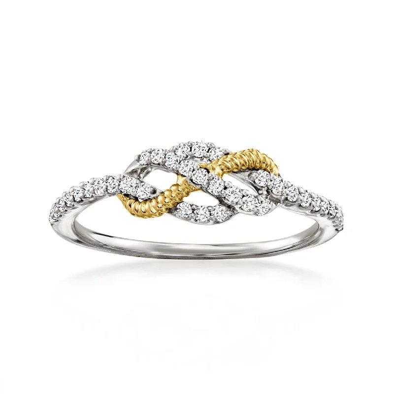 Small stack rings-Ross-Simons Diamond Infinity Ring in Sterling Silver and 14kt Yellow Gold