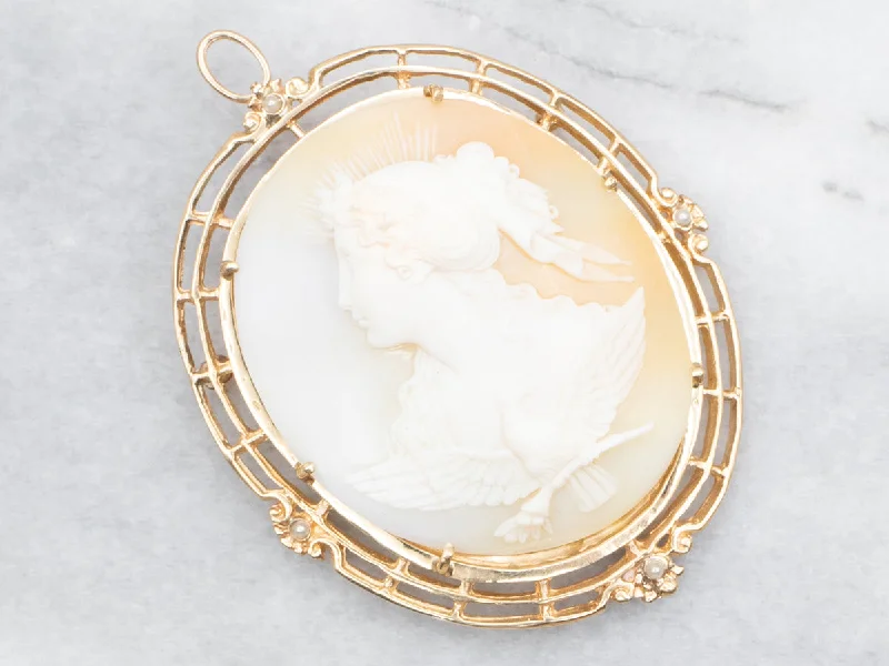 Starburst brooches-Golden Goddess Eos Cameo Brooch or Pendant