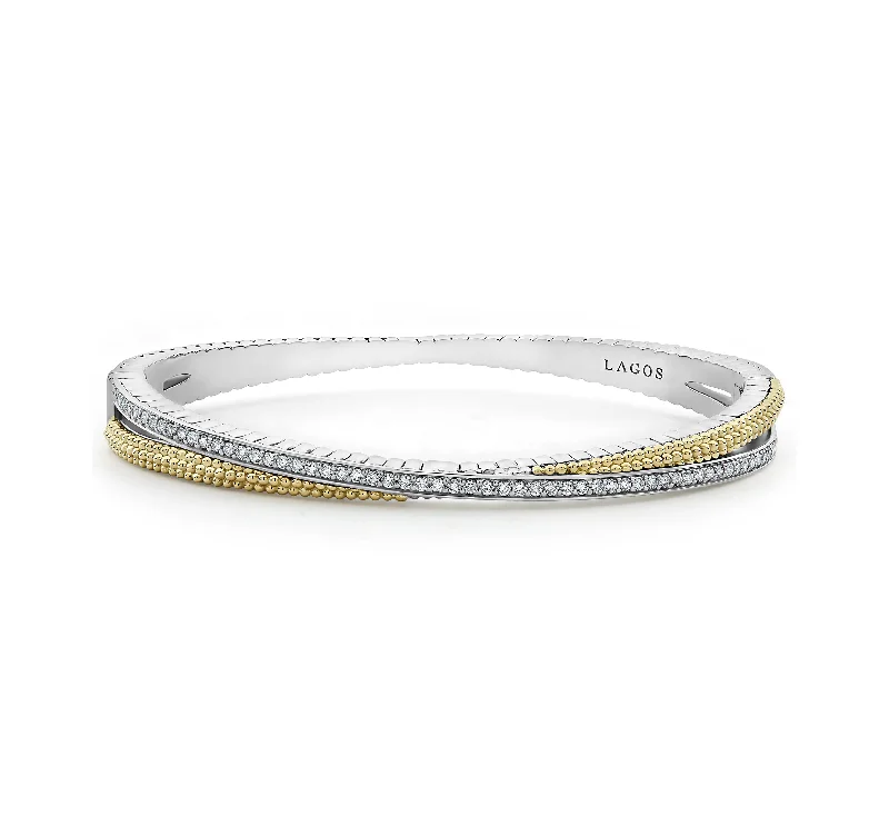 Glossy bead bangles-LAGOS Caviar Lux Gold Diamond Bangle