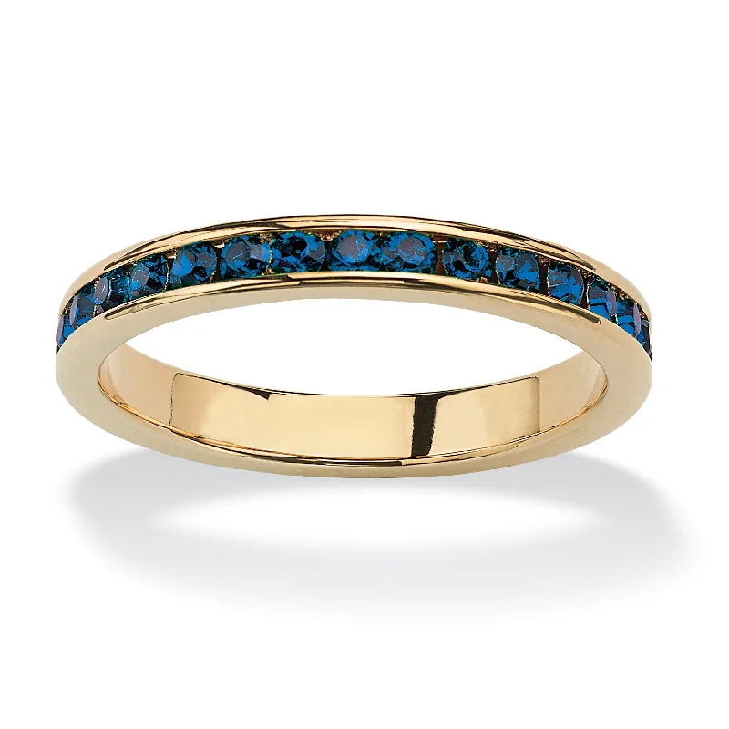 Bold stone rings-Simulated Birthstone Gold-Plated Eternity Band