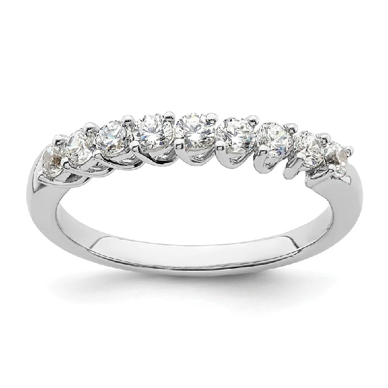 Full moon rings-14k White Gold Lab Grown Diamond 9-Stone Band Ring 1/2Ct Clarity- VS Color- G-H