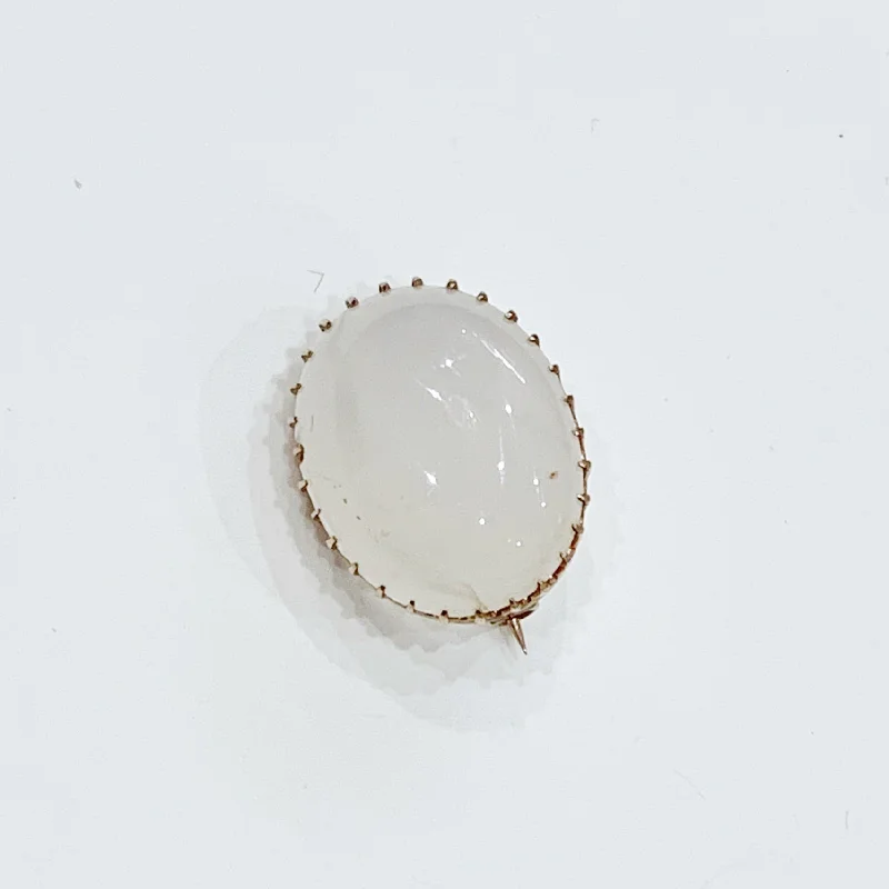 Double-layer brooches-Estate Collection Brooch Antique Moonstone 10K Gold Pin