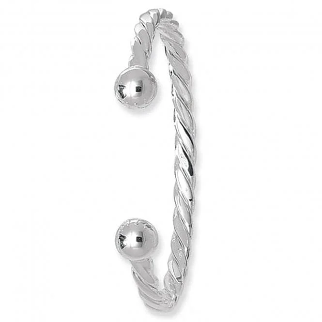 Multi-bead bangles-Acotis Silver Bangle Men's Twisted Torc G4094