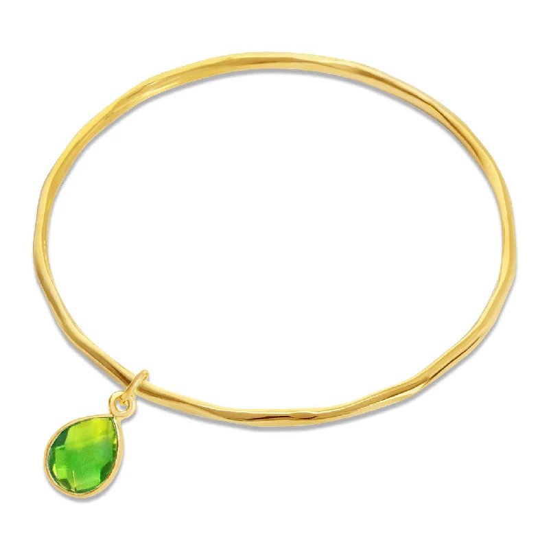 Twisted thread bangles-Peridot Charm Bangle | Gold - August