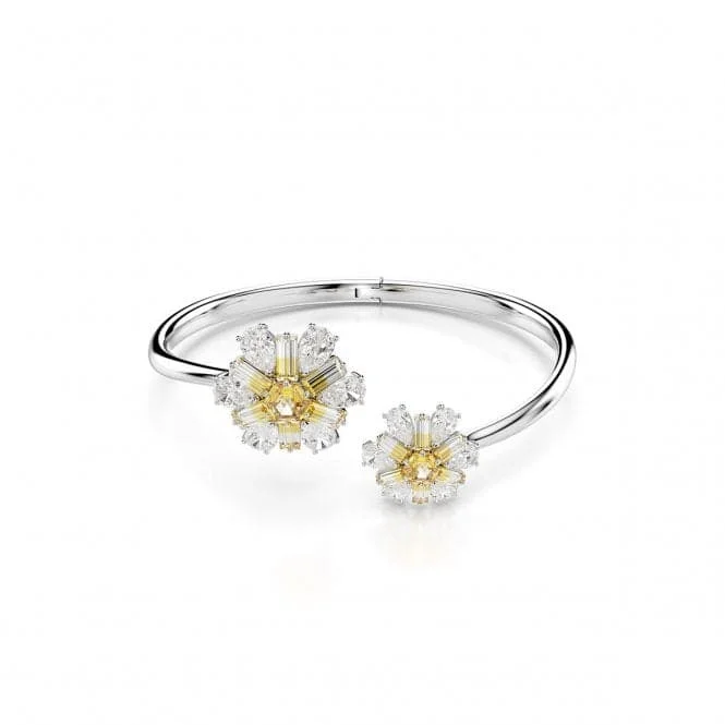 Fine link bracelets-Idyllia Yellow Rhodium Plated Flower Bangle 5679937