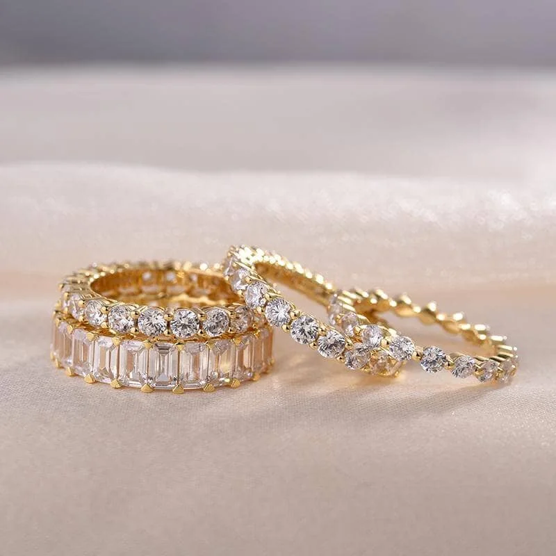 Small stack rings-4PC Stackable Stunning Yellow Gold Ring Band Set