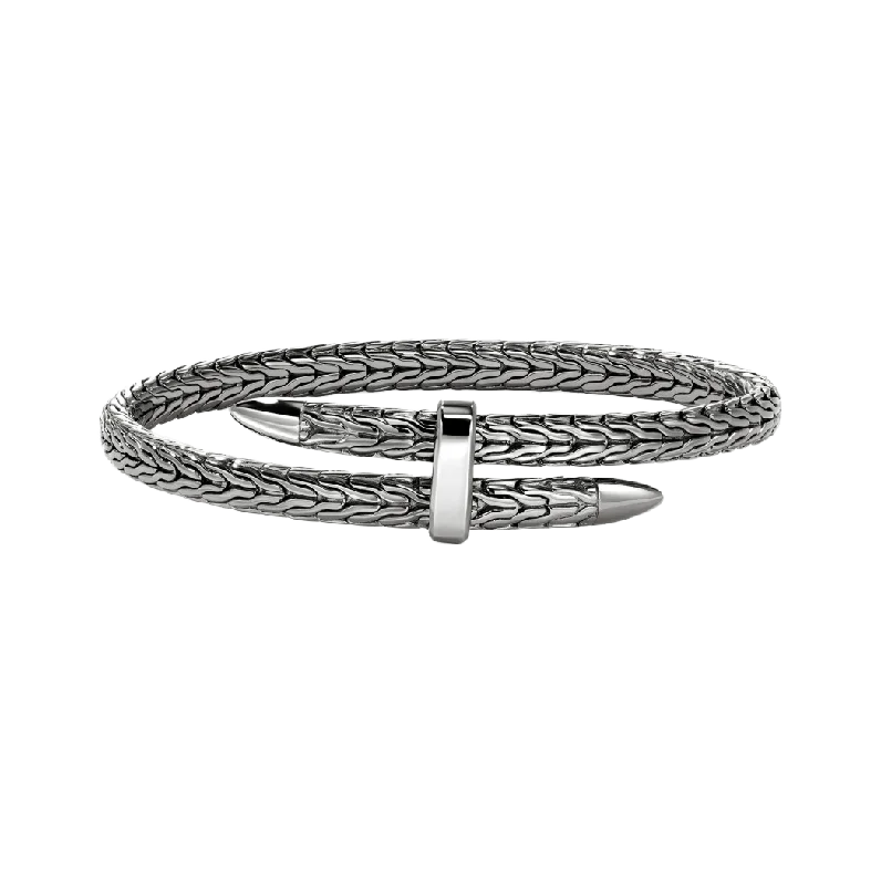 Ripple bead bangles-John Hardy Spear Sterling Silver Flex Cuff with Black Rhodium