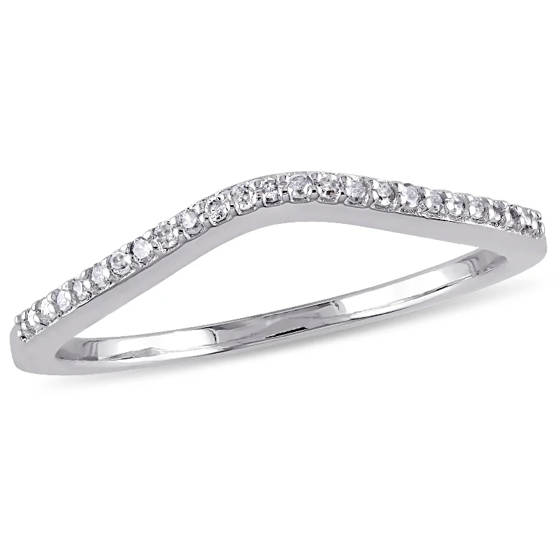 Fine form rings-Mimi & Max 1/10ct TW Ladies Diamond Curved Wedding Band 10k White Gold