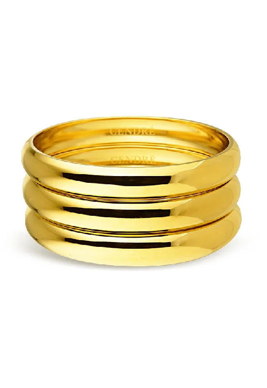 Deer motif bracelets-Odeon Bangle Set | Gold