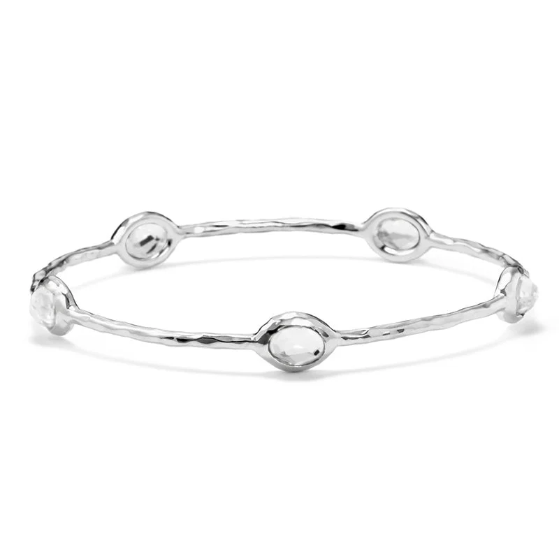 High gloss bracelets-IPPOLITA Rock Candy® Sterling Silver Five Stone Bangle in Clear Quartz