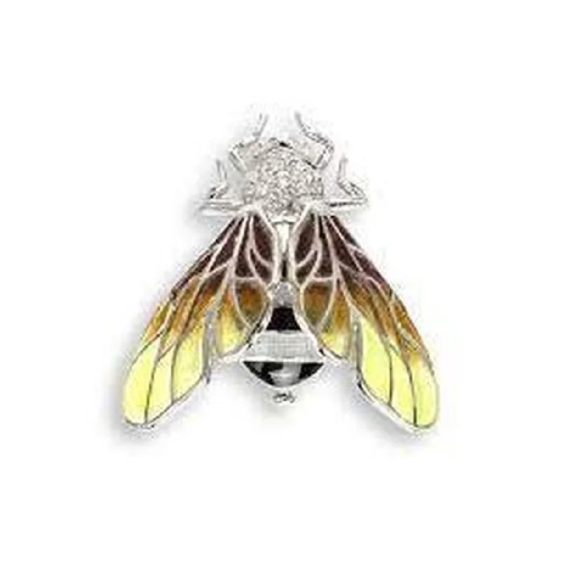 Swarovski crystal brooches-Silver & Enamel Yellow Bee Brooch