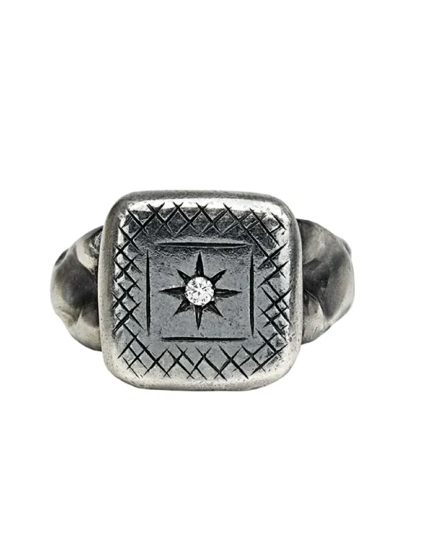 Bold stone rings-Bottega Veneta Men's Cubic Zirconia Studded Silver Ring