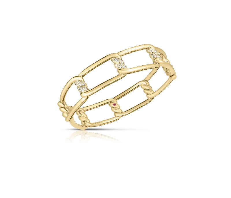 Small stack bracelets-Roberto Coin Cialoma 18K Yellow Gold Diamond Bangle