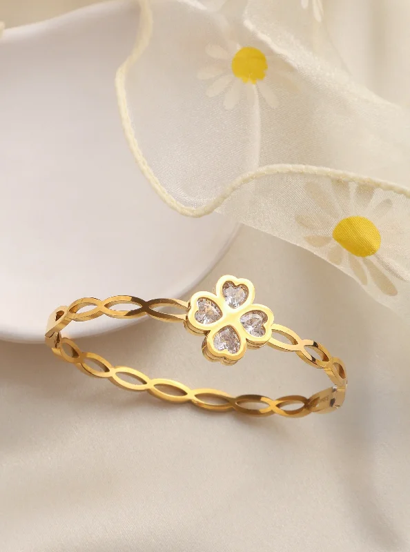 Round gem bracelets-Clover Bangle