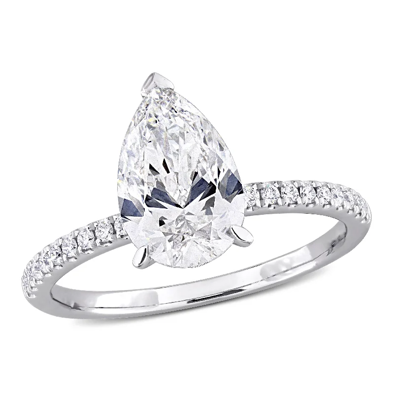 Ripple theme rings-Created Forever 2 1/6ct TW Pear-Shape Lab-Grown Diamond Engagement Ring in 14k White Gold