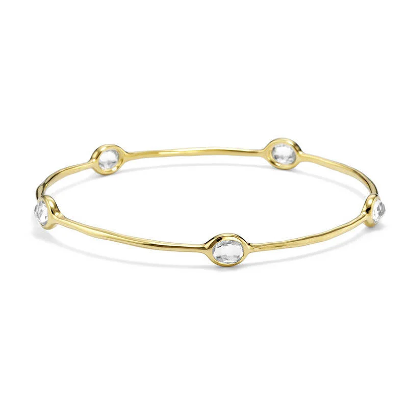 Agate bead bracelets-IPPOLITA Lollipop® 18K Yellow Gold Five Stone Bangle in Clear Quartz