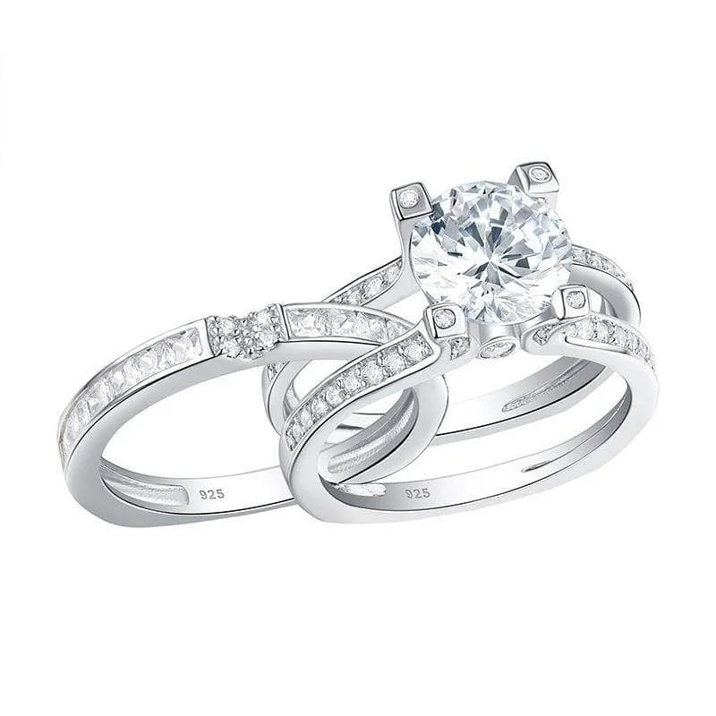 Twisted thread rings-2.0 Ct Round Diamond Wedding Insert Ring Set