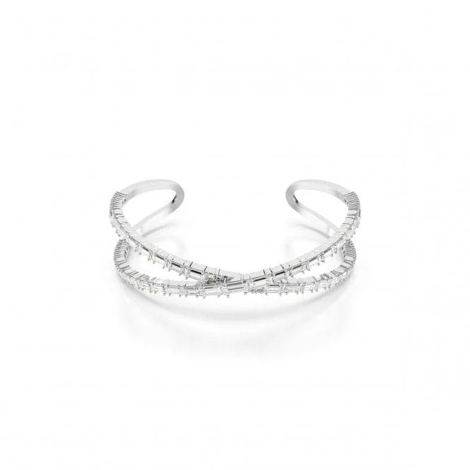 Wide cuff bangles-Hyperbola White Rhodium Plated Infinity Cuff Bangle 5677626