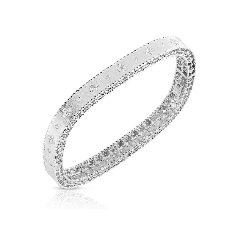 Fine design bangles-Roberto Coin Princess Diamond Bangle in 18K White Gold