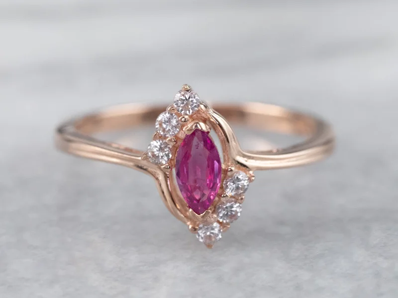 Woven fiber rings-Ruby Diamond Rose Gold Ring