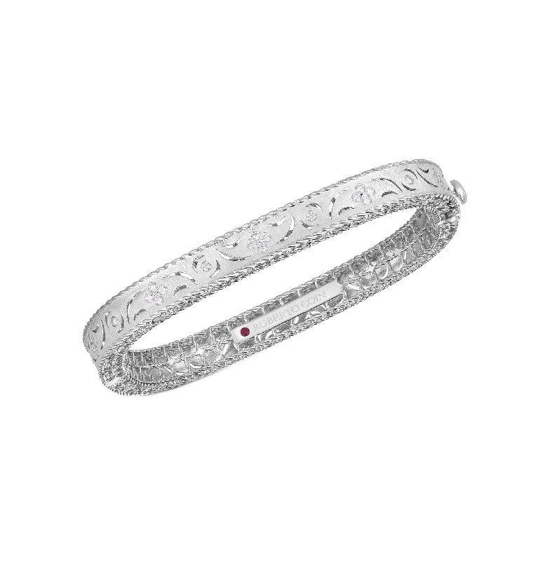 Graceful art bracelets-Roberto Coin Princess White Gold Diamond Bangle