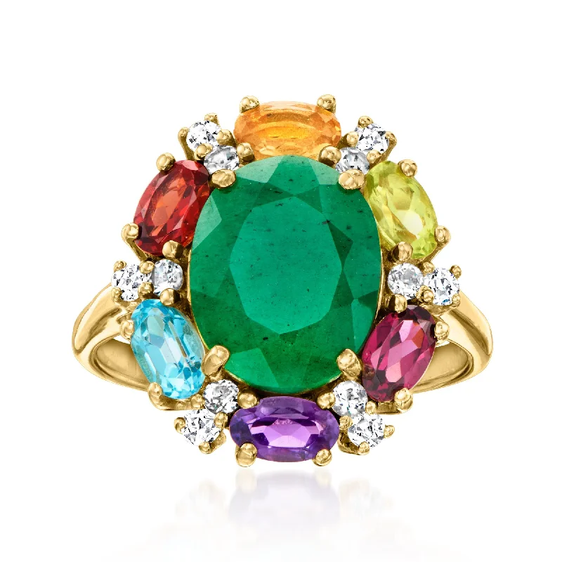 Old deco rings-Ross-Simons Emerald and Multi-Gemstone Ring in 18kt Gold Over Sterling